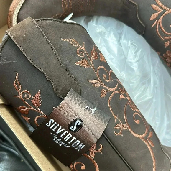 NIB Ladies Genuine Leather Square Toe Brown Boots Handcrafted Quality Boots Sz 7 - Picture 7 of 15